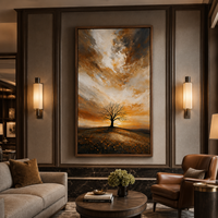 Peinture à l'huile abstraite contemporaine, tons terreux, art mural sur toile, décoration de luxe pour hôtel, villa, salon