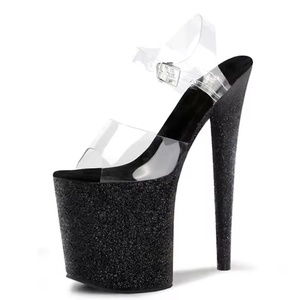 Sandali con Plateau da 8 Pollici (20 cm) con <span class=keywords><strong>Polvere</strong></span> Esotica Brillante, Eleganti Peep Toe per Sposa, Festa, Sexy Fetish, Modello da Nightclub, Scarpe per Pole Dance - Product Image 3