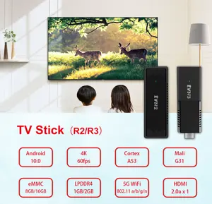 Küresel sürüm 2GB 8GB 2.1 dört çekirdekli işlemci çift çekirdekli GPU HDR 10 + 4Kp60 mavi diş 5.0 gerçek 4K akıllı Google TV çubuk mini PC