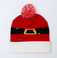 Cappello Natalizio in Maglia Acrilica di Alta Qualità con Luci LED, Cappello di Babbo Natale Luminoso per Adulti e Bambini