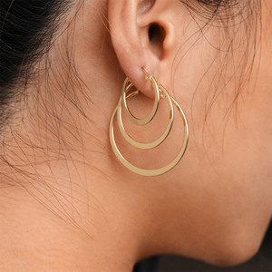 Aretes de Aro Grandes CANNER de 20mm, 30mm, 40mm, Chapados en Oro de 18K, Varios Tamaños, Plata 925 - Product Image 3