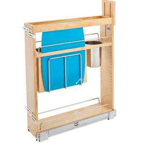 ตะกร้าไม้สี่เหลี่ยมแบบดึงออกได้ ทนทาน ปรับแต่งได้ สำหรับจัดเก็บในตู้ครัวสไตล์ร่วมสมัย - Product Image 1