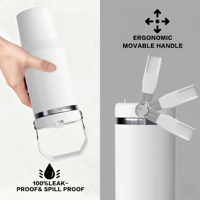 Vaso Térmico Plegable de Acero Inoxidable de Doble Pared de 30 oz con Tapa y Asa para Sublimación, Ideal para Viajes y Coche, Venta al por Mayor
