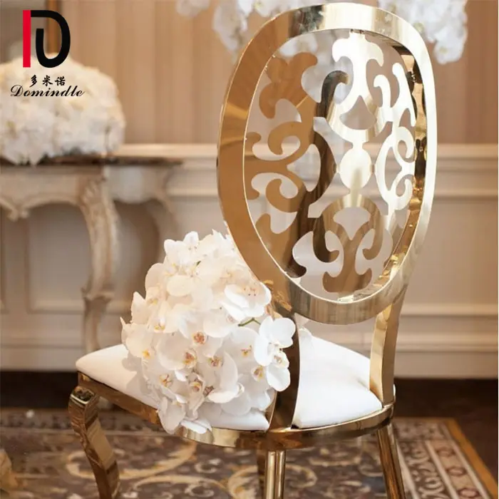 Thống Trị Sang Trọng Luxe Nổi Bật Tiệc Hall Thép Không Gỉ Trim Wedding Chair Vàng