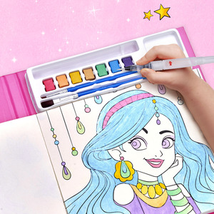 Joycat Aquarell-Malbuch mit Malpapier, Farbpalette und Pinsel, Kunsthandwerk-Malbuch mit Wasserfarben für Kleinkinder und Kinder als Geschenk - Product Image 5