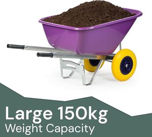 Brouette robuste en acier avec pneus doubles anti-crevaison 4.00-8 et bac en plastique pour jardin/écurie/agriculture/chantier - Product Image 4