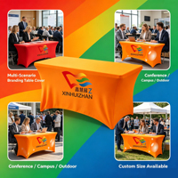 Housse de table en spandex imprimée en couleur personnalisée, nappe extensible avec logo pour salon professionnel, stand d'exposition, promotion d'événements