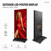 Layar LED Poster Pintar P2.5 Portabel Luar Ruangan Kecerahan Tinggi, Papan Lipat dengan Stand Bergerak Animasi untuk Periklanan