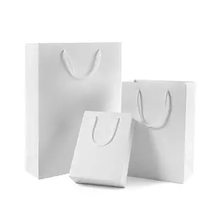 Manufacture Direct Sale Cheap Price Customized Logo Stock Gift White Paper Carry Bags With Handles For Shopping