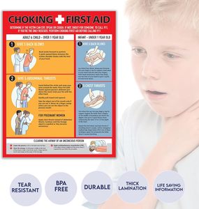 Performore 8.5X11 Pouces Laminé Heimlich Manœuvre Affiche Magnétique Dos Étouffement Premiers Secours pour Bébé Adulte Restaurants Infirmière - Product Image 5