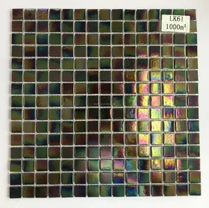 Abstract Home Decor Tile Manufacturer Iridescent Green Blue White Mirror Crystal Glass Mosaic For Swimming Pool