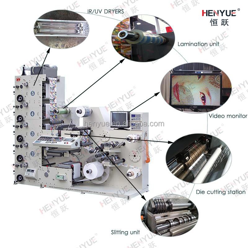 Semi-Automatic high speed flexographic adhesive color sticker printing machine label printing machine with die cutting