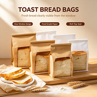 Sac à pain en papier kraft personnalisé avec logo, étiquette privée, fenêtre, résistant à la graisse, fermeture à enroulement, emballage de boulangerie, étui OEM