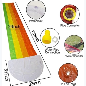 14Ft Lawn Water <b>Slide</b> Rainbow with Spraying and Inflatable Crash Pad for Children Play Center <b>Pool</b> Games Outdoor <b>Pool</b> Party Gift - Product Image 5