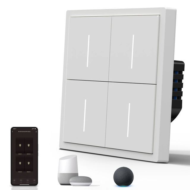 MVAVA PC Panel EU White 4 Gang Smart Life for WiFi Wireless Zigbee 10A Wires Light Click Electric Wall Smart Switch
