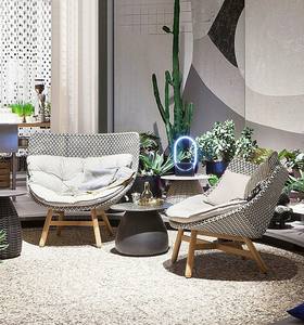 Chaise de terrasse de luxe en rotin <span class=keywords><strong>pour</strong></span> villa extérieure, combinaison de chaises de <span class=keywords><strong>jardin</strong></span> imperméables <span class=keywords><strong>pour</strong></span> cour, balcon et événements/mariages - Product Image 1
