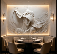 Papier peint mural 3D effet plâtre en relief, motif Dame en chapeau et papillon, décoration murale artistique personnalisée pour vestiaire, salon, hôtel