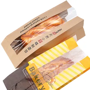 Factory Supplier Food Packaging Custom Kraft Paper Bag With Window Bread Bakery Paper Bag