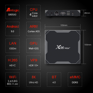 2025 tốt nhất TV Box Amlogic s905x3 X96 Max + Android 9 USB 3.0 cạnh LPDDR4 Bộ nhớ RAM 4GB Rom 64GB DDR3 hiệu suất cao Set-Top Box - Product Image 3