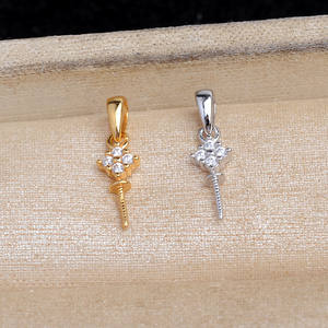 Pendentif en argent 925 en forme de diamant, accessoire DIY simple, 8-10 perles lâches, bijoux, produit semi-fini vide, 5862 - Product Image 2