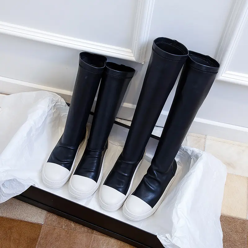 Hot sell Over the knee black thigh high winter designer boots woman Elastic inverted boots for autumn and winter