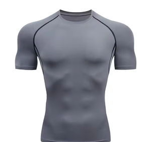 Camiseta Térmica de Secado Rápido para Hombre, para Entrenamiento Físico, 100% Algodón, Logotipo Personalizado, 210 Gramos, Manga Corta, Cuello Alto Simulado - Product Image 4