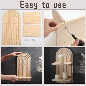 Wooden wall-mounted vase <b>rack</b>, hanging bohemian candle holder <b>shelf</b>, living room wall-mounted storage and decorative <b>rack</b> - Product Image 3