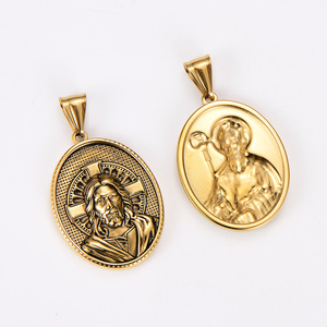 Collier Pendentif en Acier Inoxydable Hip Hop Saint Benoît <span class=keywords><strong>Barbara</strong></span> Jésus Jéhovah André Michel Chrétien, Bijou Tendance pour Homme - Product Image 3