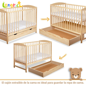 <span class=keywords><strong>Letto</strong></span> per Bambini in Legno Regolabile in Altezza, Trasformabile in <span class=keywords><strong>Letto</strong></span> Matrimoniale <span class=keywords><strong>con</strong></span> Cassetti, Adatto per Camere dei Bambini - Product Image 3