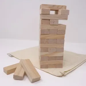 Blocchi impilabili per edifici in legno naturale giocattoli educativi per l'apprendimento dei bambini giochi da tavolo con torre di burattatura impilabile in legno classico