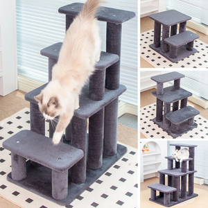 Moderne feste Muster mehrstufige Kratz baum Indoor Pet Treppe mit Kletter leiter und Kratz bäumen Tower Tree House - Product Image 3