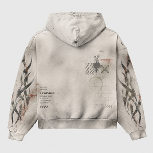 เสื้อฮู้ดดี้ซิปแบบโอเวอร์ไซส์ 450 กรัม พิมพ์ลายกราฟิกแบบซันเบลช ทรงบ็อกซี่ สตรีทแวร์สั่งทำพิเศษสำหรับผู้ชาย - Product Image 2