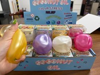 Balle anti-stress en satin perlé à l'huile de coco, jouet sensoriel souple, boîte de 12 pièces, 8 x 6 cm, pour enfants