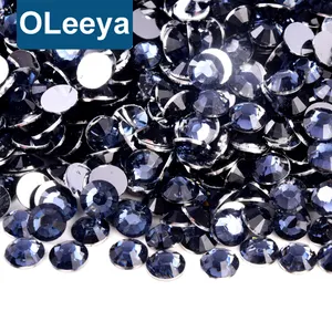 OLeeya Bulk Packing All Size Resin Flat Back Rhinestones Silver Montana Crystal Strass Luminous Same Cut Face For Garment