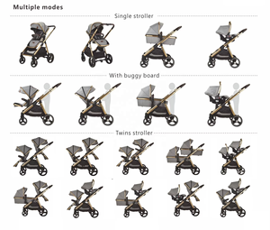 Poussette double portable et pliable OEM ODM pour jumeaux, siège auto pour bébé, nourrisson, tout-petit, nouveau-né, poussette de voyage pour bébé - Product Image 2