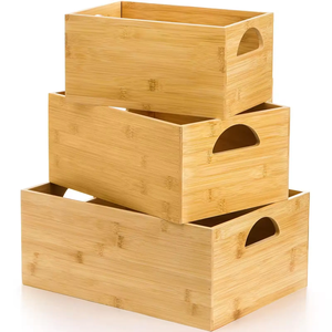 <span class=keywords><strong>3</strong></span> gói tre tự nhiên lưu trữ <span class=keywords><strong>bin</strong></span> hình chữ nhật làm tổ tổ chức sơn mài kết thúc Stackable cubby giỏ container Crate - Product Image 1