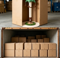 Arbre à chat vertical en forme de palmier tropical avec piste de balle rotative et jouet interactif à pompons pour chats d'intérieur