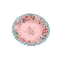Service de vaisselle en mélamine, ensemble de 12 pièces, Service pour 4 ensembles floraux rouges, assiettes rondes multicolores, de bols