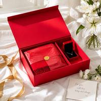 Boîtes d'emballage de bougies en carton rigide rouge écologiques de luxe avec fermeture magnétique et finition mate pour les cadeaux de Noël