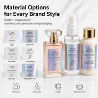 Étiquettes personnalisées imperméables pour petits flacons cosmétiques, autocollants holographiques à forte adhérence pour l'emballage des soins de la peau, des huiles essentielles et des parfums