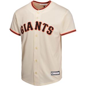 Maillot de baseball pour enfants et jeunes des Giants de San Francisco, couleur ivoire crème, coupe classique, manches courtes, col baseball, 100 % polyester respirant - Product Image 1