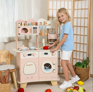 Set Giocattolo Integrato in Legno con Cucina e Macchina del Caffè <span class=keywords><strong>per</strong></span> Bambini, Gioco Veloce a Spinta <span class=keywords><strong>per</strong></span> Casa - Product Image 4