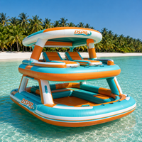 Île flottante gonflable, bar aquatique, château aquatique, plateforme avec hamac aquatique et canapé pour les vacances à la plage, les stations balnéaires et les lacs.