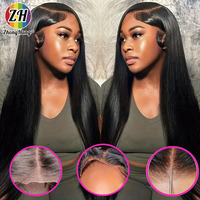 Wig Rambut Asli Manusia HD Lace Bone Straight, Pakai Langsung Tanpa Lem, Pre Plucked Baby Hair, Wig Lace Front 13X4, Rambut Virgin Mentah