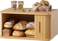 Bamboe opbergdoos met schuifdeur, verzegelde broodopbergcontainer, Amerikaanse stijl, handgemaakt, duurzaam, grote capaciteit