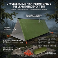 Vente en gros de tente de survie d'urgence robuste 28UM, réutilisable, silencieuse, en PE, 244 cm