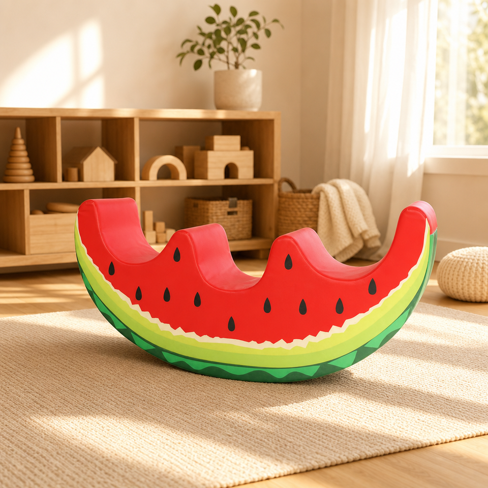 Rocking Boar Watermelon Shaped PU Foam Rocking Toy Soft Play Balance Board for Kids ...