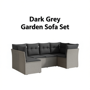 Ensemble de canapés de jardin en rotin gris foncé avec coussins en mousse haute densité, mobilier d'extérieur au design contemporain, résistant à l'eau et aux UV - Product Image 1