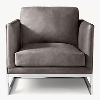 Fauteuil de salon modulaire en tissu flanelle rétro américain, design moderne, structure en bois massif, pieds en fer, 1 fauteuil de salon