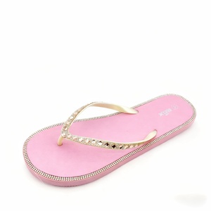 Women's Dressy Pink <b>Flip</b> <b>Flops</b> Rhinestone Jeweled Straps Bling Thong Sandals Spring Summer Wedding Beach Party Evening Fashion - Product Image 1